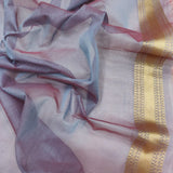 Sky Blue Color Pure Cotton Silk Handwoven Banarasi Saree