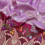 Lavender Colour Pure Kora By Tissue Handwoven Banarasi Saree