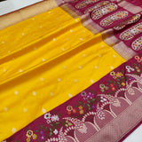 Yellow Color Pure Katan Silk Handwoven Banarasi Saree