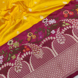 Yellow Color Pure Katan Silk Handwoven Banarasi Saree