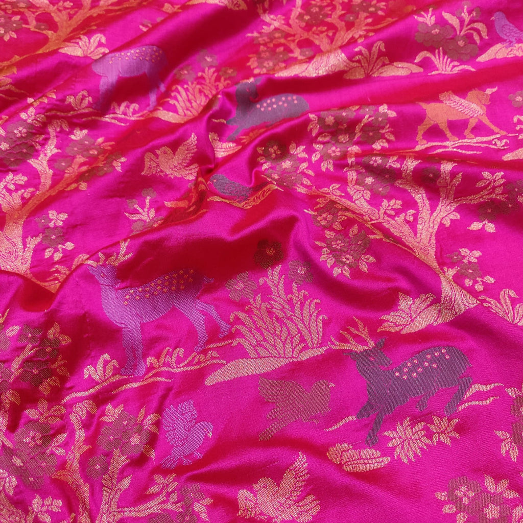 Pink Color Pure Katan Silk Handwoven Banarasi Saree