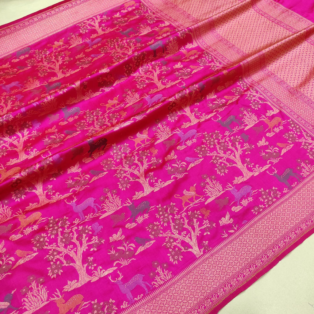 Pink Color Pure Katan Silk Handwoven Banarasi Saree