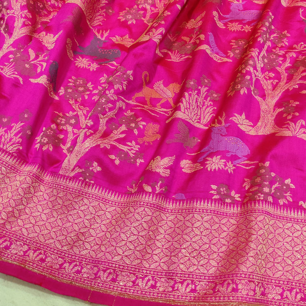 Pink Color Pure Katan Silk Handwoven Banarasi Saree