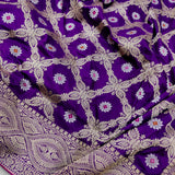 Purple Color Pure Katan Silk Handwoven Banarasi Jungla Saree