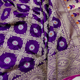 Purple Color Pure Katan Silk Handwoven Banarasi Jungla Saree