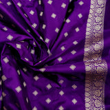 Purple Color Pure Katan Silk Handwoven Banarasi Jungla Saree
