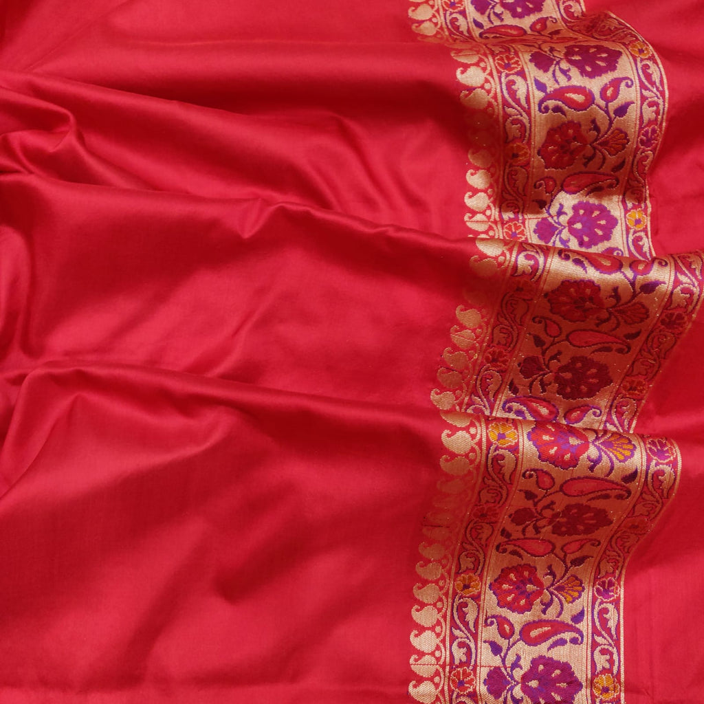 Red Colour Pure Katan Silk Handwoven Banarasi Saree