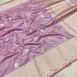 Pastel Colour Pure Katan Silk Handwoven Banarasi Saree