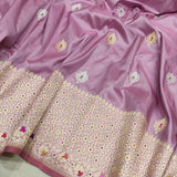 Pastel Colour Pure Katan Silk Handwoven Banarasi Saree