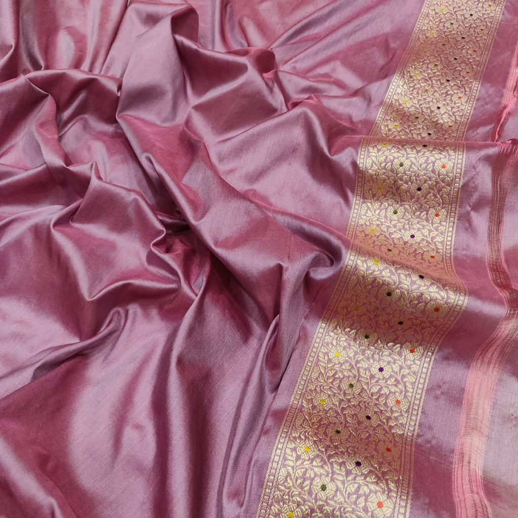 Pastel Colour Pure Katan Silk Handwoven Banarasi Saree