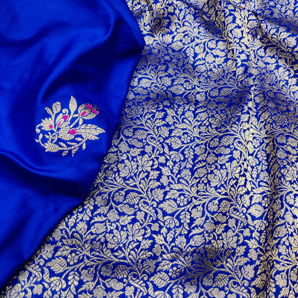 Royal Blue Colour Pure Katan Silk Handwoven Banarasi Saree