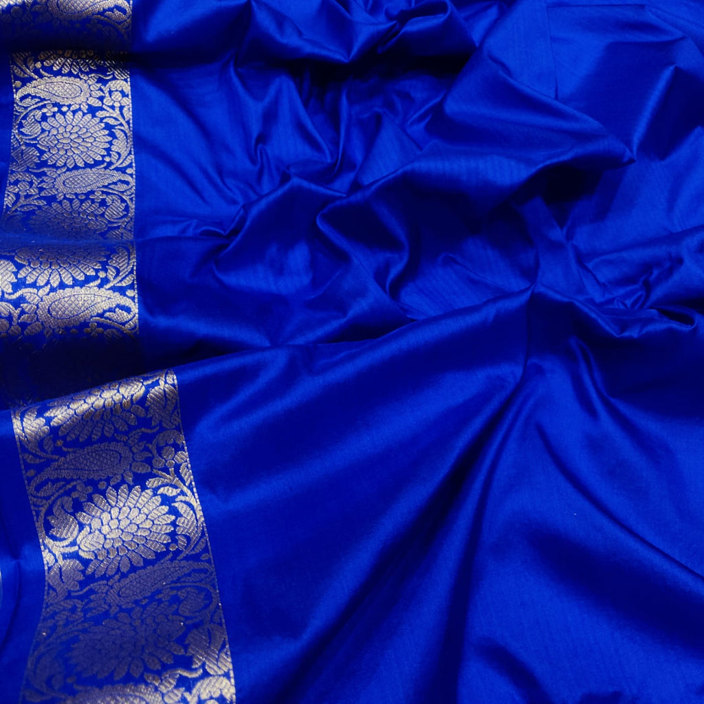 Royal Blue Colour Pure Katan Silk Handwoven Banarasi Saree