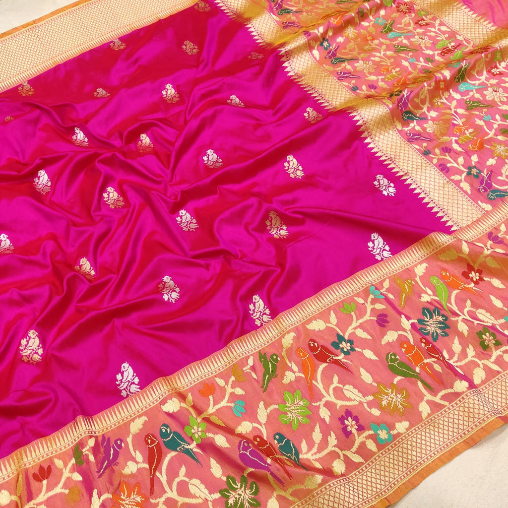 Pink Colour Pure Katan Silk Handwoven Banarasi Saree