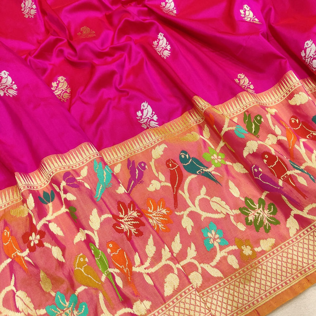 Pink Colour Pure Katan Silk Handwoven Banarasi Saree