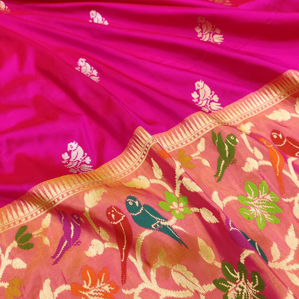 Pink Colour Pure Katan Silk Handwoven Banarasi Saree