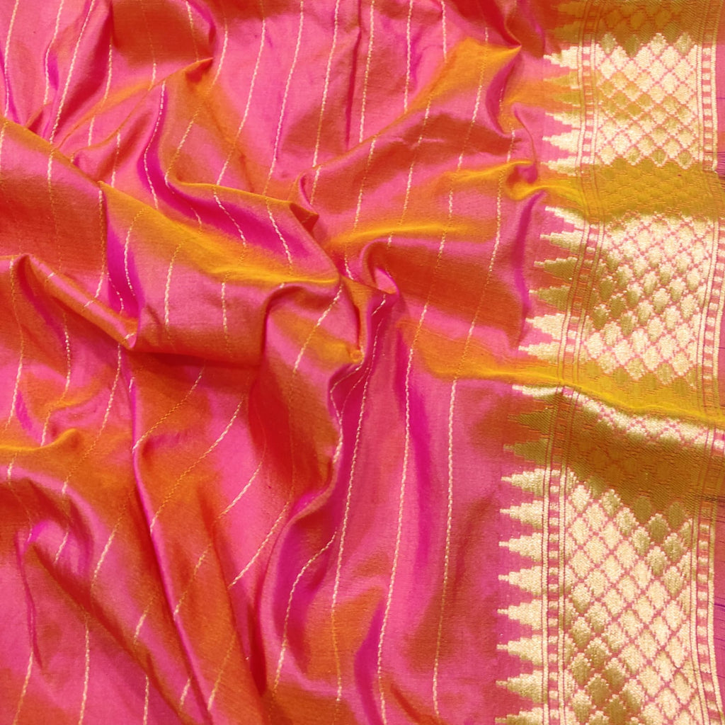 Pink Colour Pure Katan Silk Handwoven Banarasi Saree