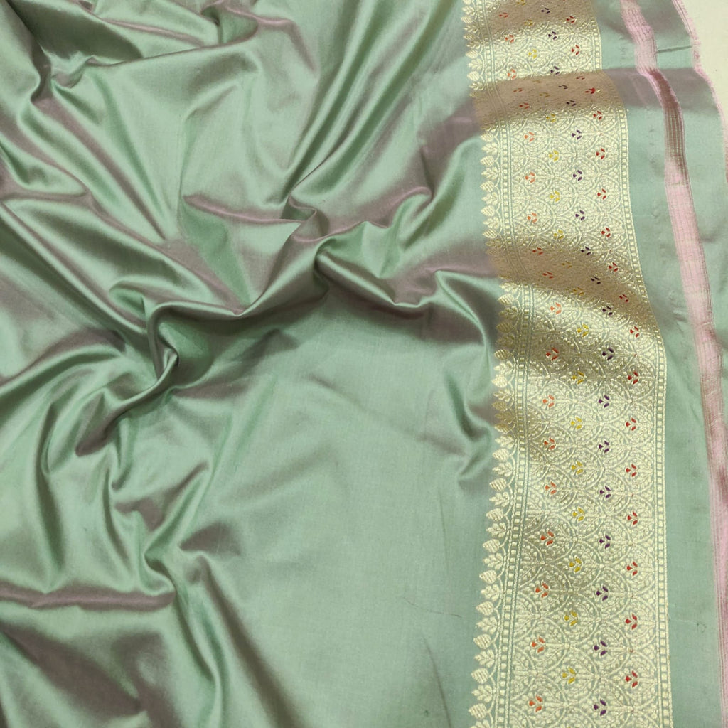 Dual Shade Pure Katan Silk Handwoven Banarasi Saree