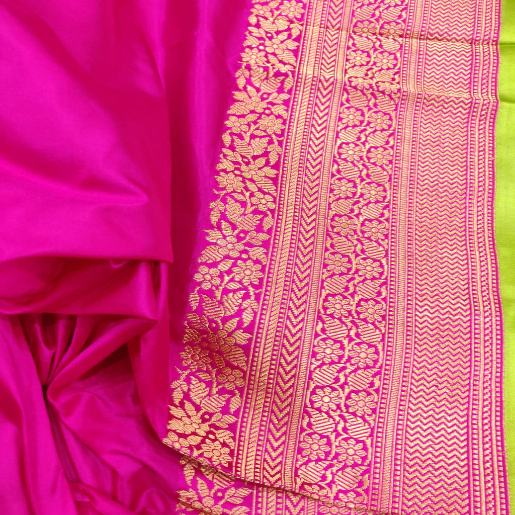 Yellow Colour Pure Tussar Silk Handwoven Banarasi saree