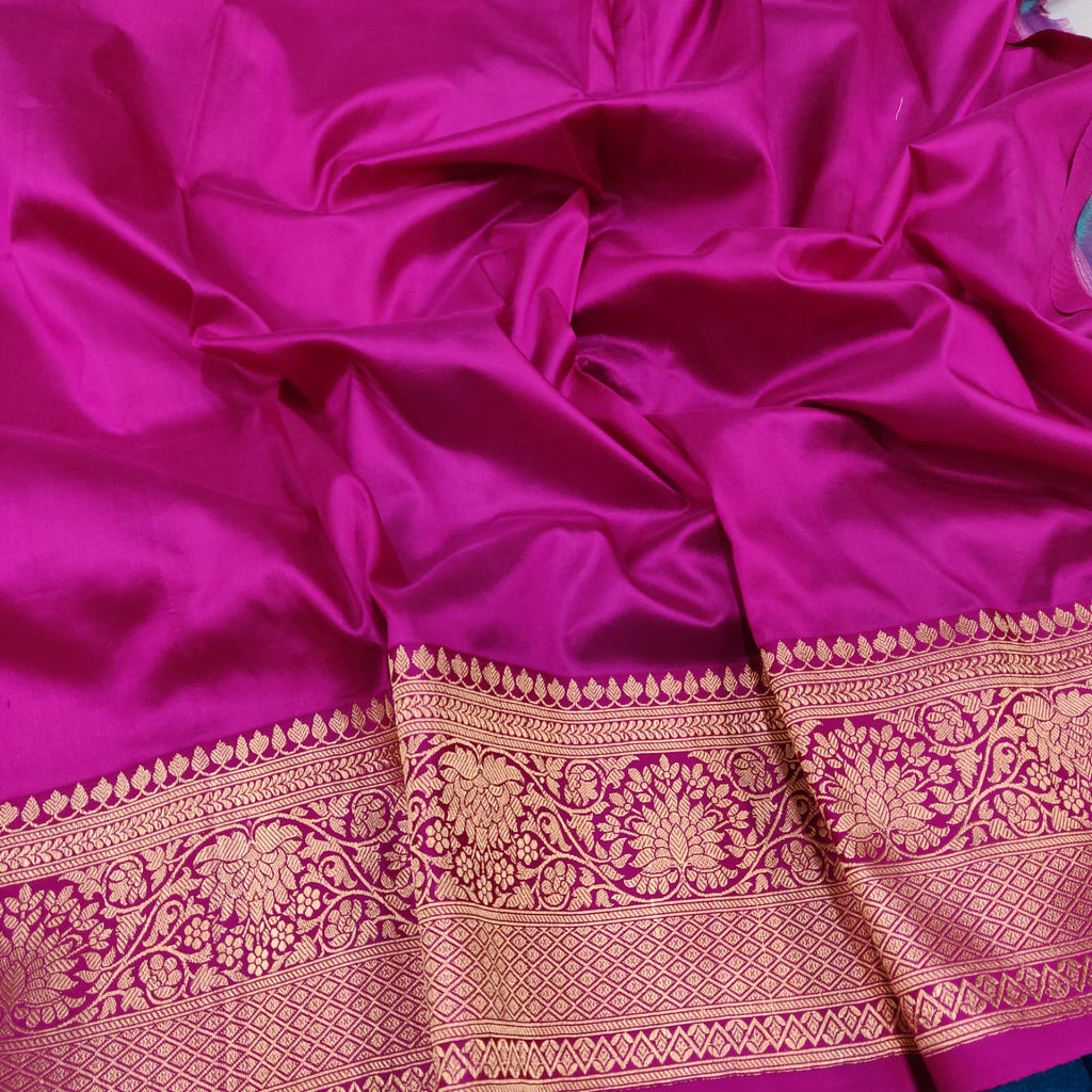 Sky Blue Colour Pure Tussar Silk Handwoven Banarasi saree