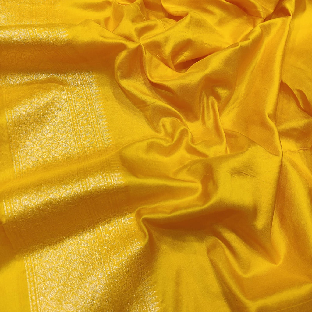 Yellow Color Pure Katan Silk Handwoven Banarasi Saree