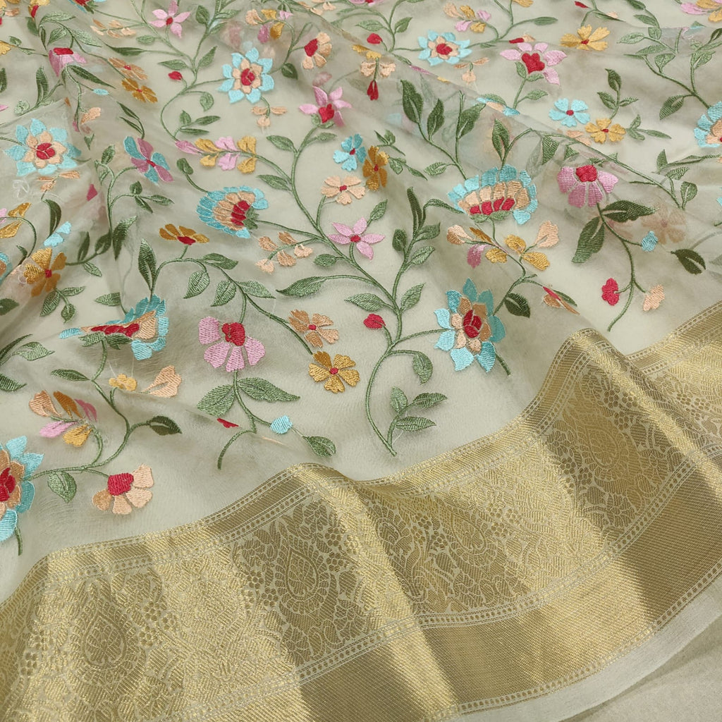 Pure Kora Silk Handwoven Banarasi Saree