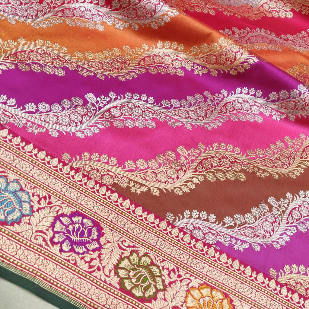 Multicolor Pure Katan Silk Handwoven Banarasi Saree