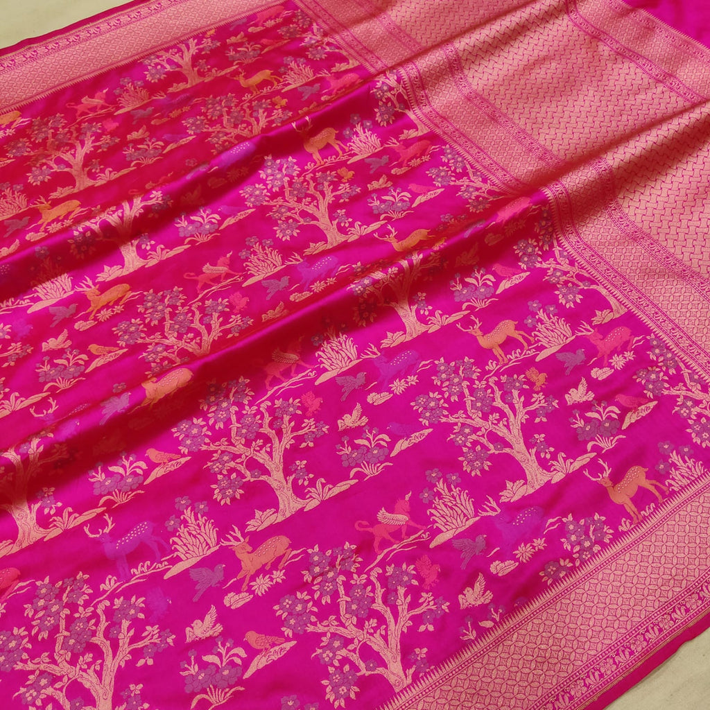 Pink Color Pure Katan Silk Handwoven Banarasi Saree