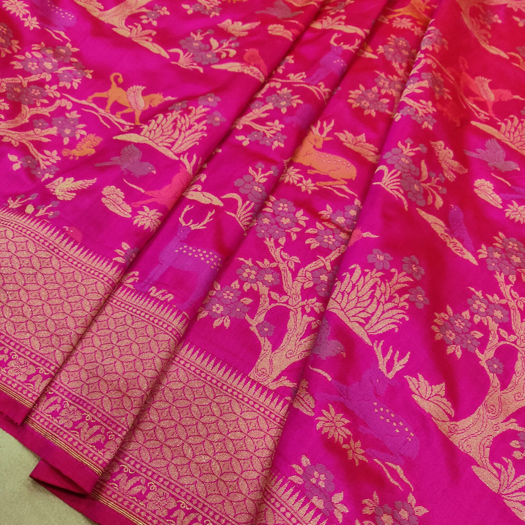 Pink Color Pure Katan Silk Handwoven Banarasi Saree