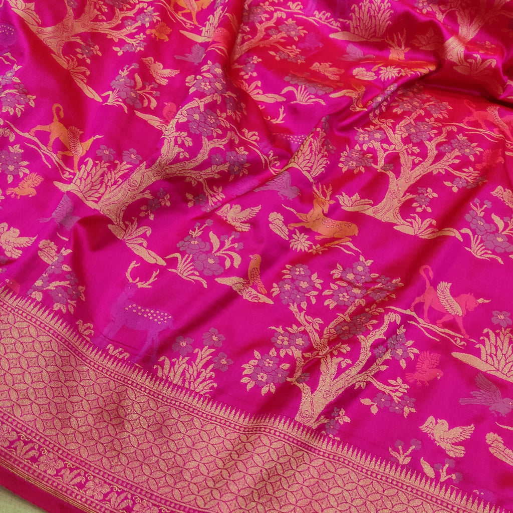 Pink Color Pure Katan Silk Handwoven Banarasi Saree