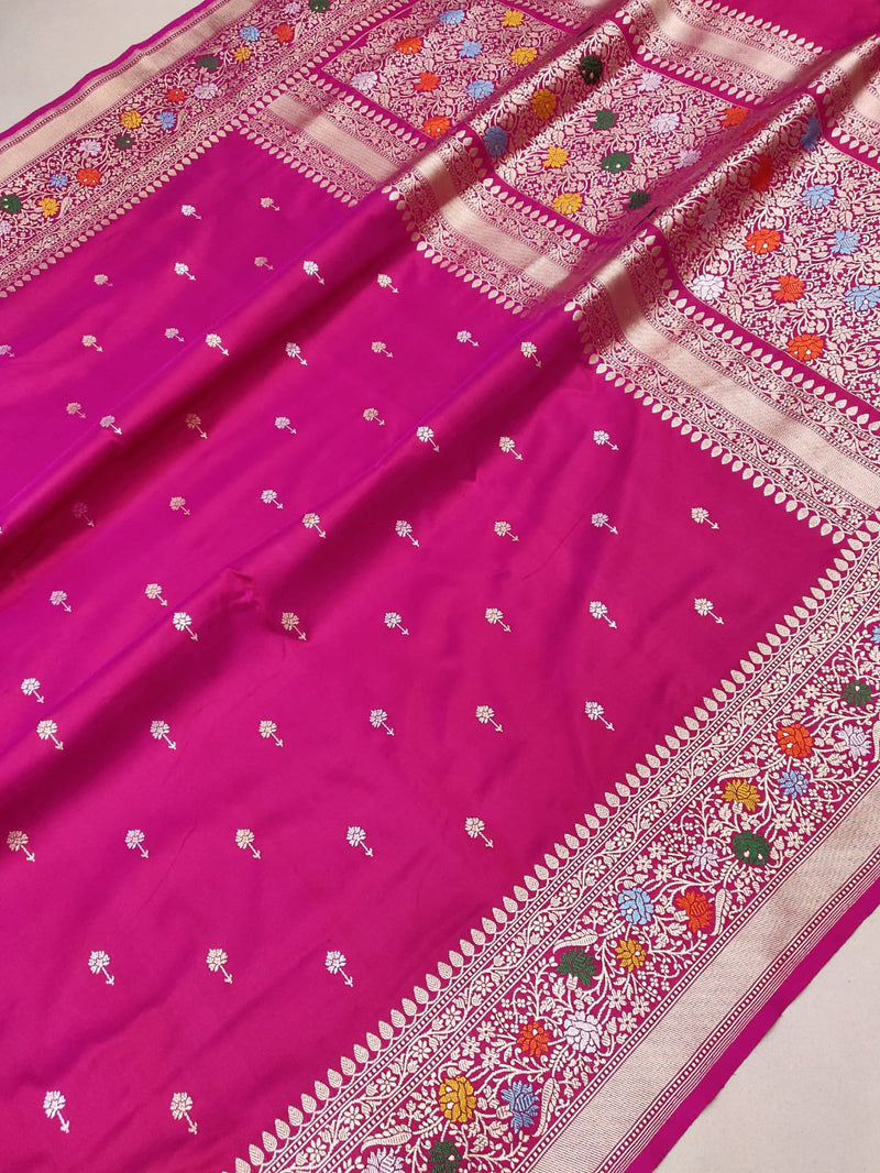 Pink Colour Pure Katan Silk Handwoven Banarasi Saree