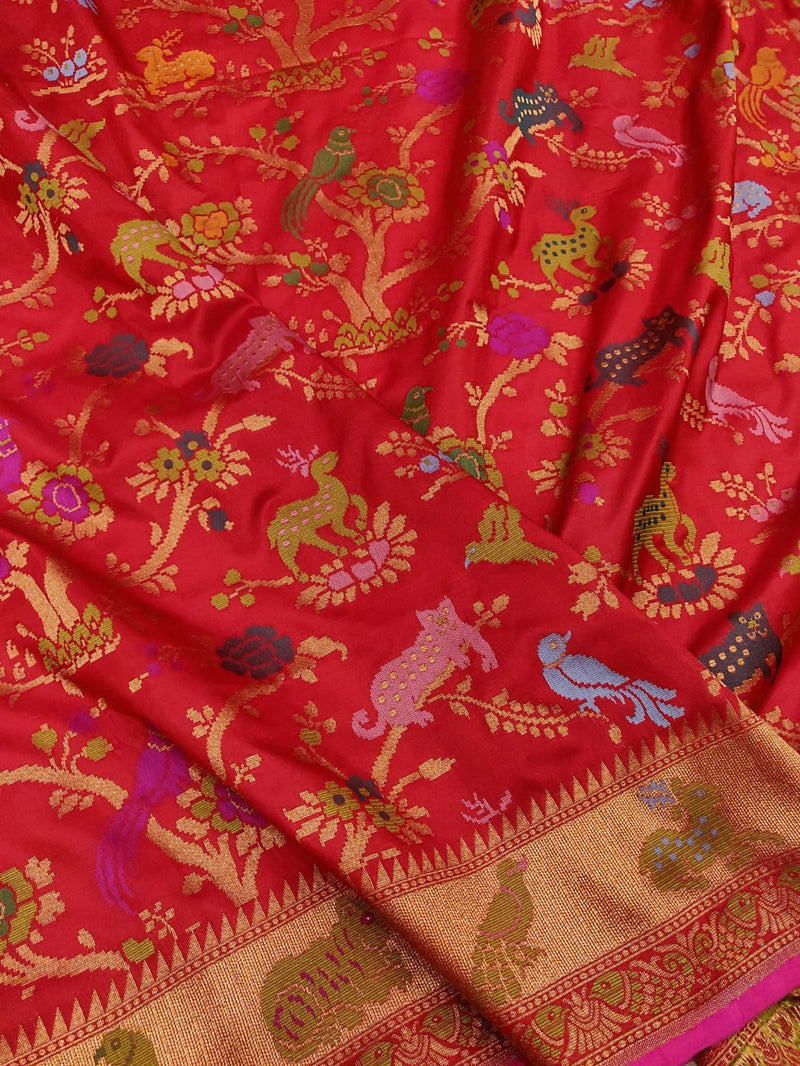 Red Color Pure Katan Silk Handwoven Banarasi Saree
