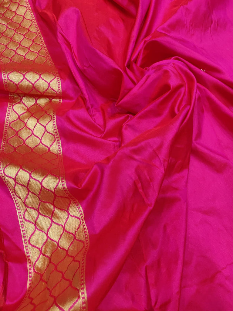 Pink colour Pure Katan Silk Handwoven Banarasi Saree