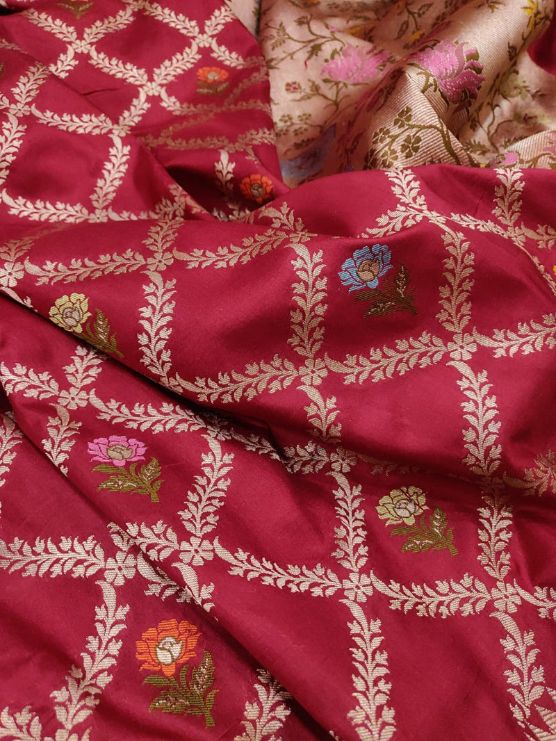 Lavender Color Pure Katan Silk Handwoven Banarasi Saree