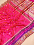 Pink colour Pure Katan Silk Handwoven Banarasi Saree