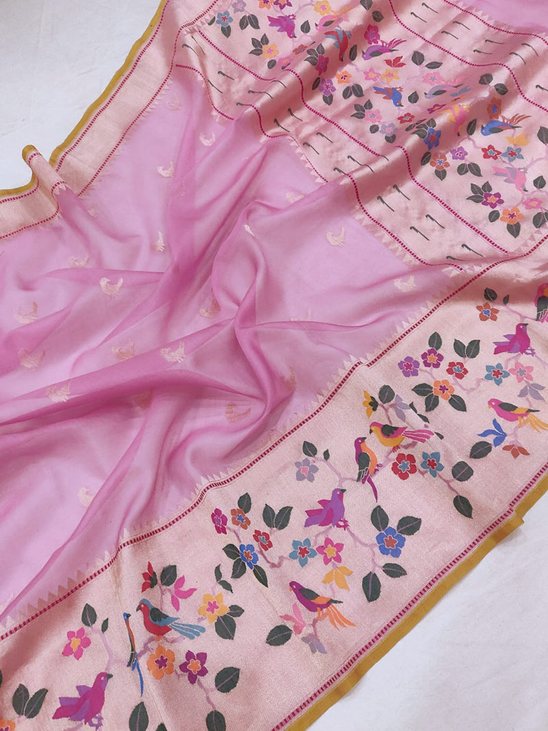 Pure Ektara Kora Silk Handwoven Banarasi Saree