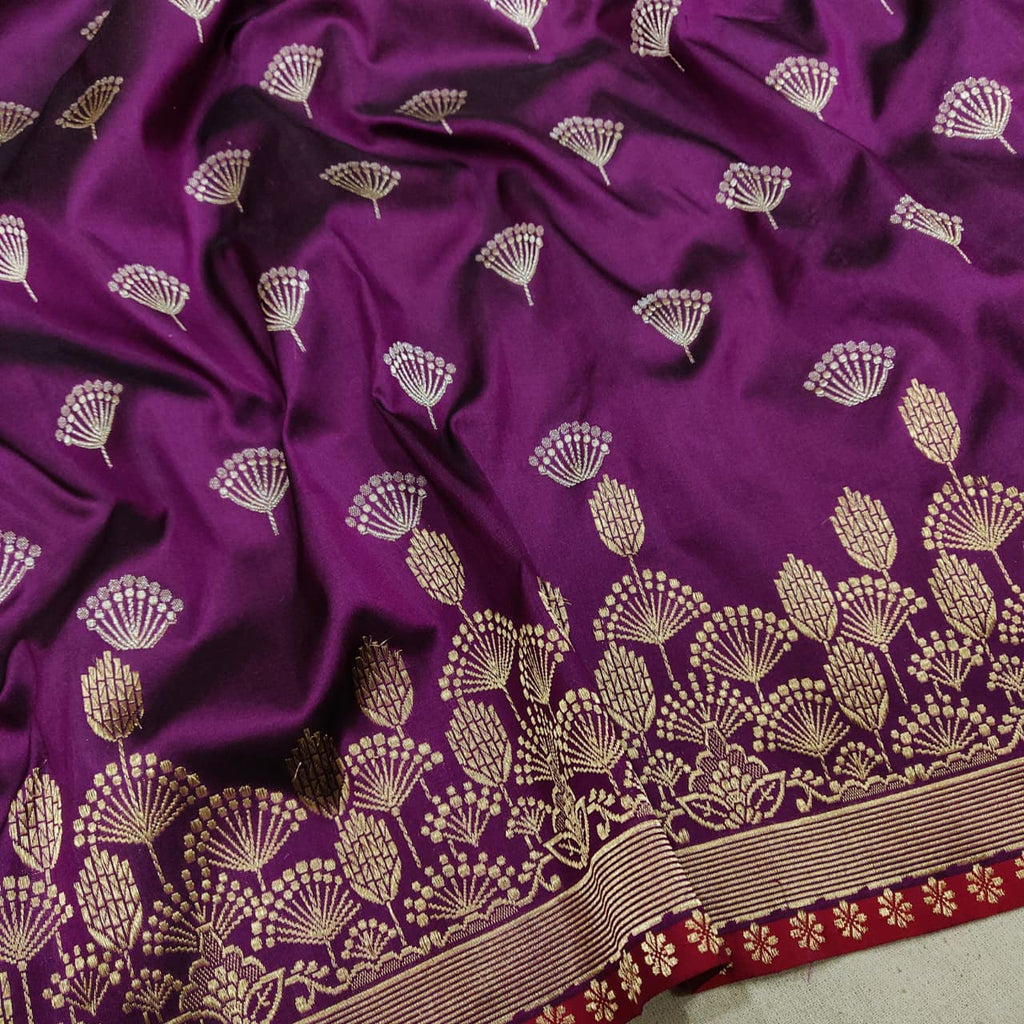 Purple colour Pure Katan Silk Handwoven Banarasi Saree