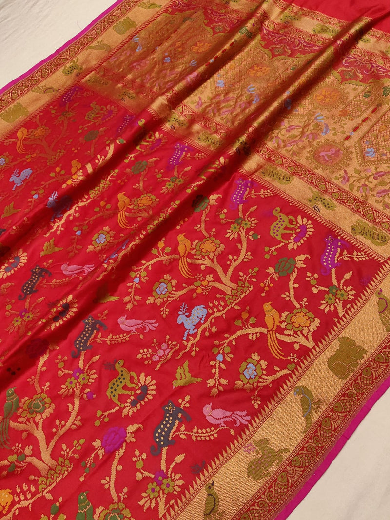 Red Color Pure Katan Silk Handwoven Banarasi Saree