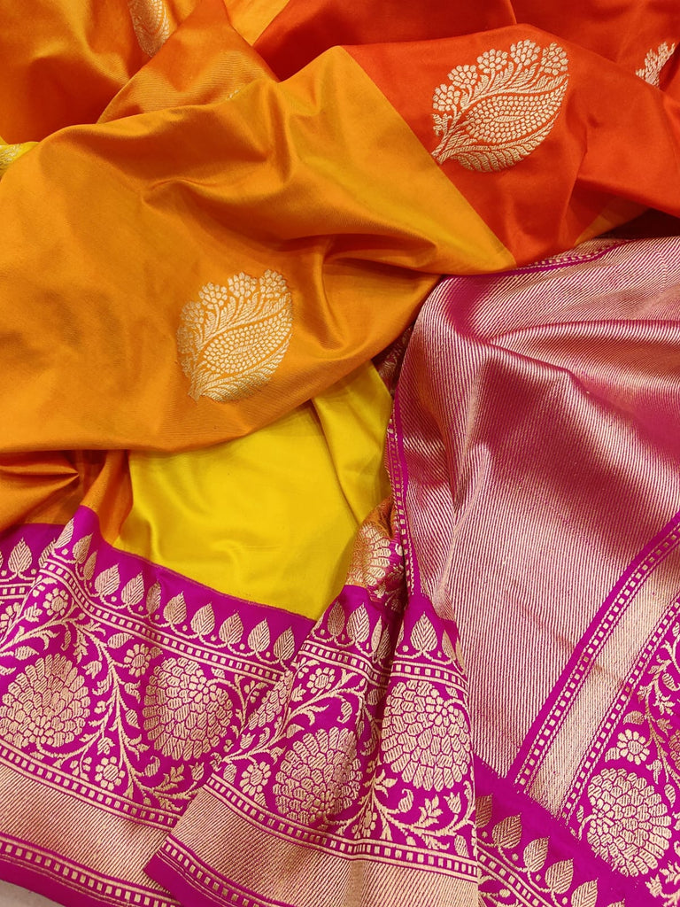 Multicolor Pure Katan Silk Handwoven Banarasi Saree