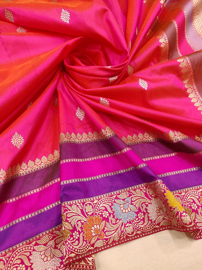 Pink colour Pure Katan Silk Handwoven Banarasi Saree