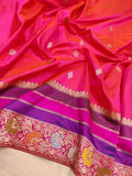 Pink colour Pure Katan Silk Handwoven Banarasi Saree