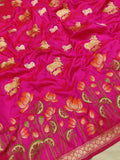 Pink colour Pure Katan Silk Handwoven Banarasi Saree