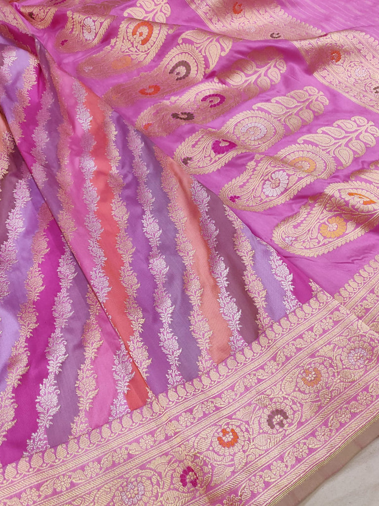 Multicolor Pure Katan Silk Handwoven Banarasi Saree