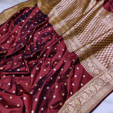 Maroon Colour Katan Silk Handwoven Banarasi Saree