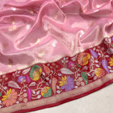 Light pink color pure tissue handwoven Banarasi saree