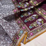 Brown colour pure katan silk handwoven Banarasi saree