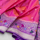 Pink colour pure katana silk handwoven Banarasi saree