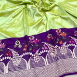 Dual shade pure katan silk handwoven Banarasi saree
