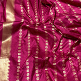 Magenta colour pure katan silk handwoven Banarasi saree