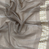 Grey colour pure cotton handwoven  Banarasi saree