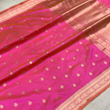 Pink colour pure katan silk handwoven Banarasi sarees